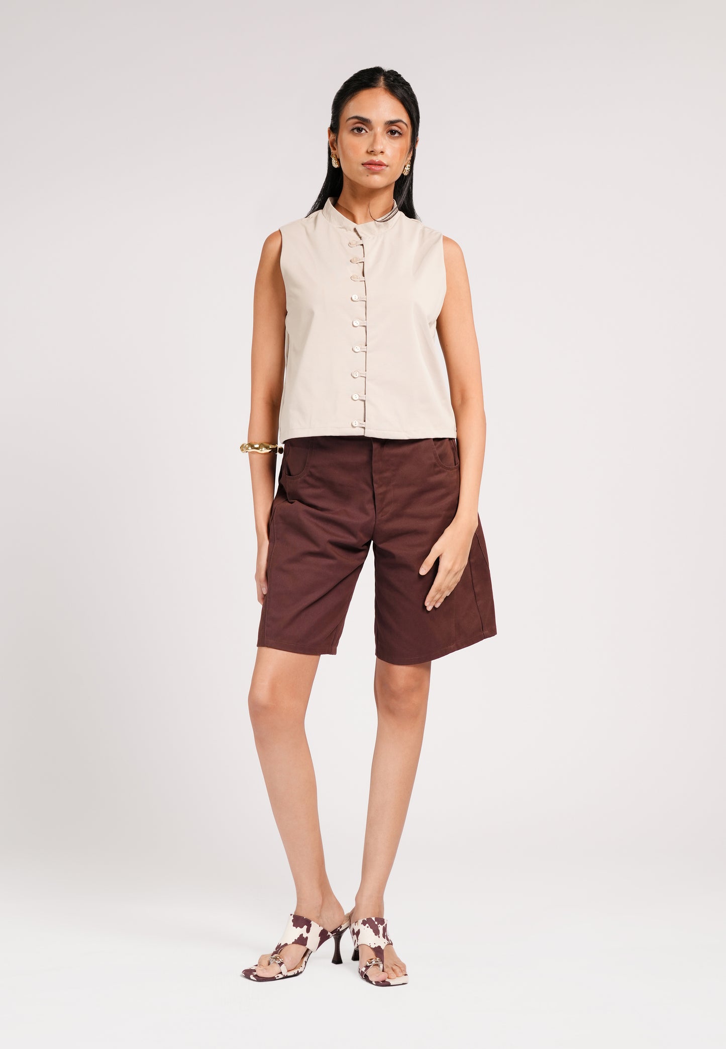 Casper Sleeveless Top (Beige)