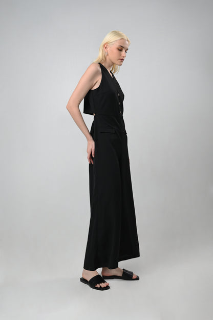 Raf Clairo Sleeveless Pantsuit (Plain) (Black)