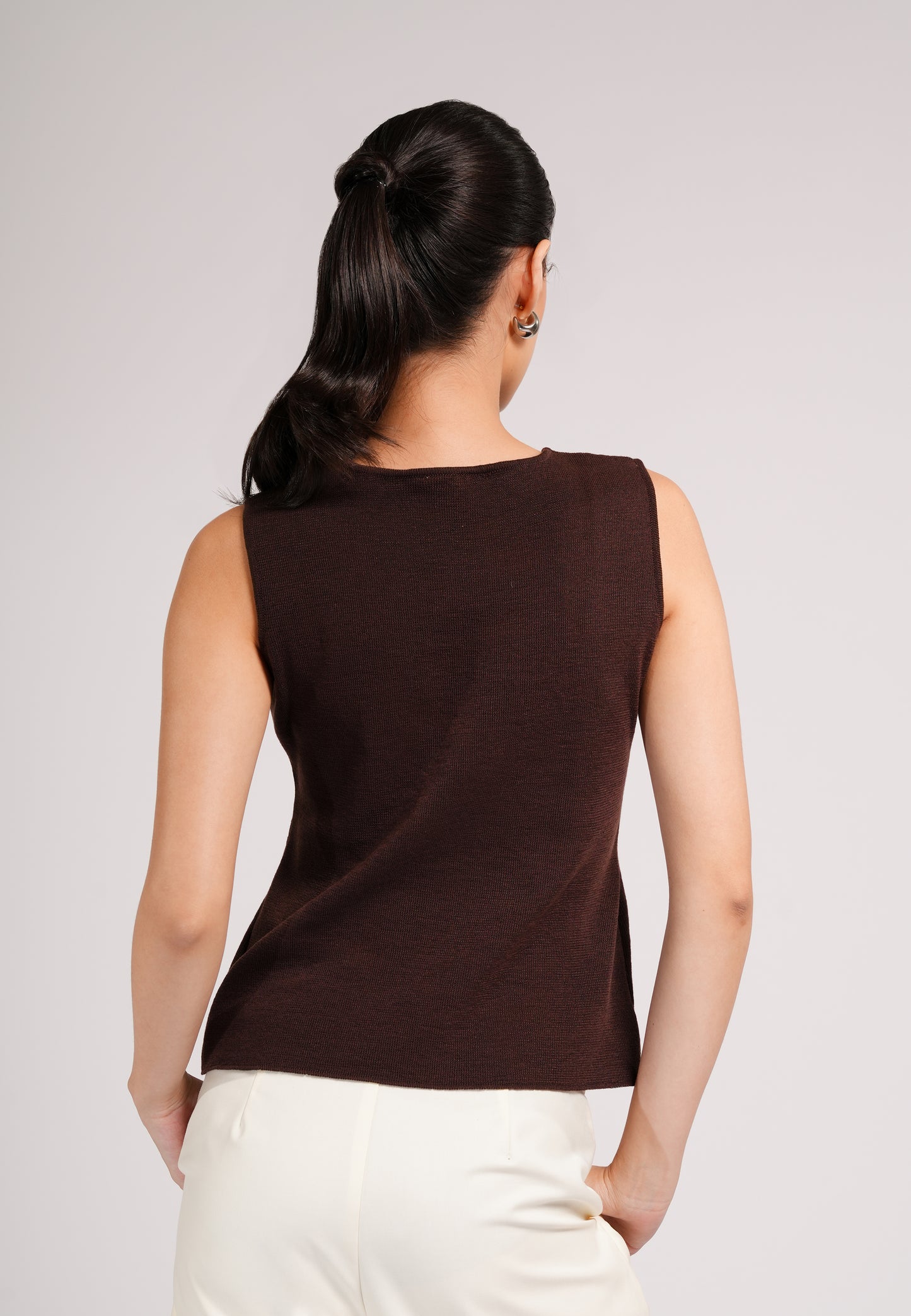 Clique Sleeveless Top (Dark Brown)