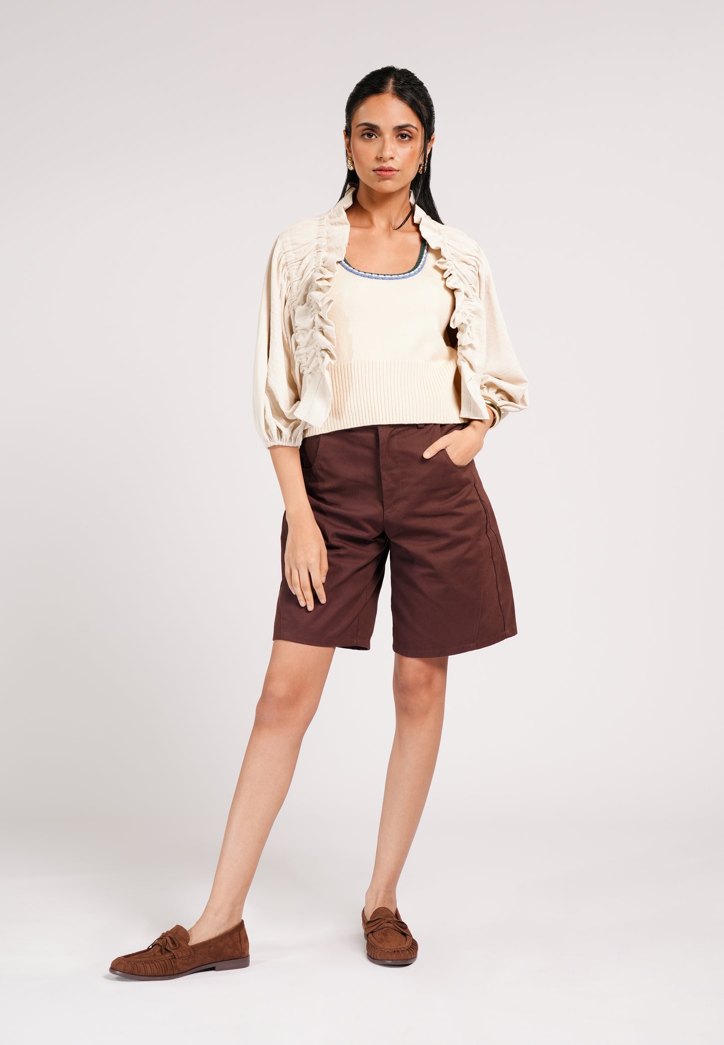 Connor Quarter Sleeve Cardigan (Cream)