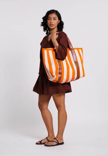 Archetype Summer Essentials Cove Tote Bag (Striped Orange)