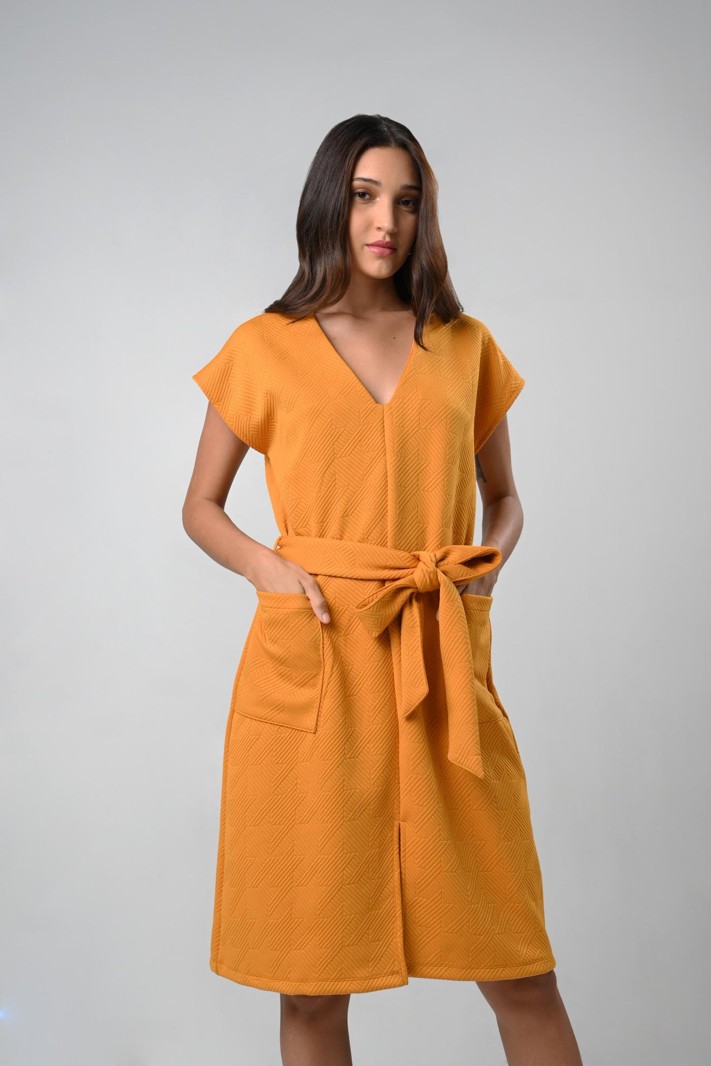 Cressid Short Sleeve Dress (Mustard)