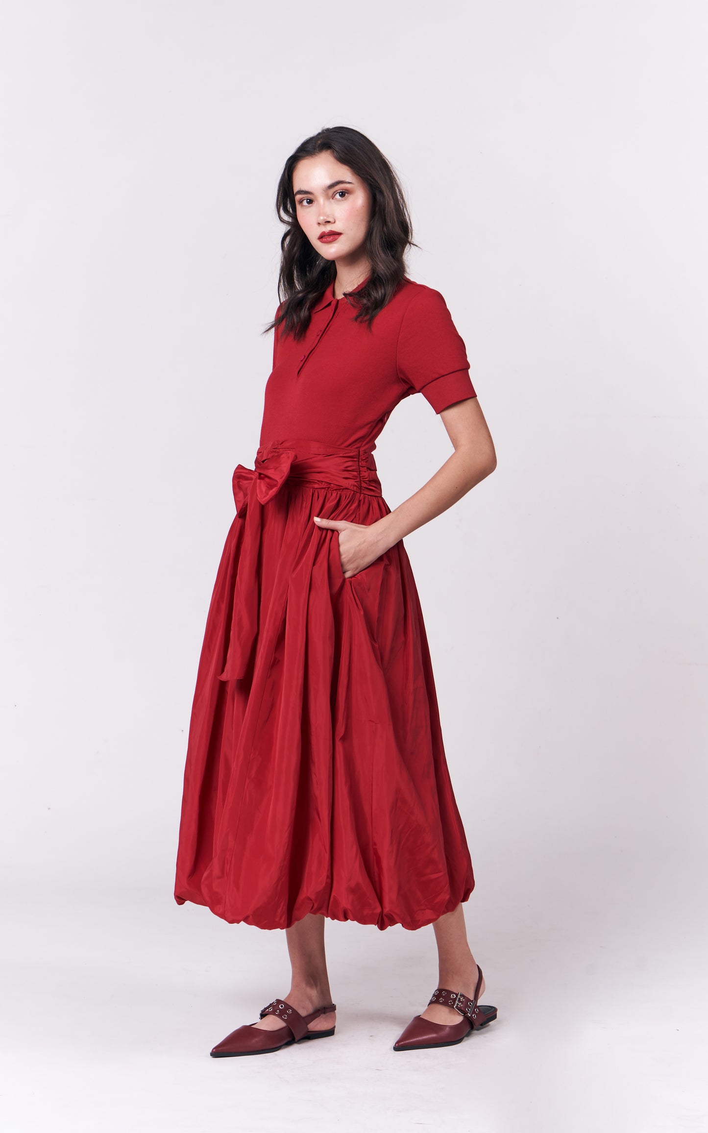 Holiday Dressess Currant Short Sleeve Dress (Red)