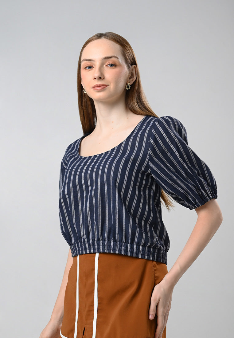 Cypress Short Sleeve Top (Navy white)