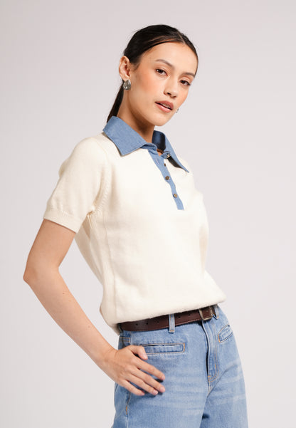 DNM Studios 2026 Dalba Short Sleeve Top (Cream)