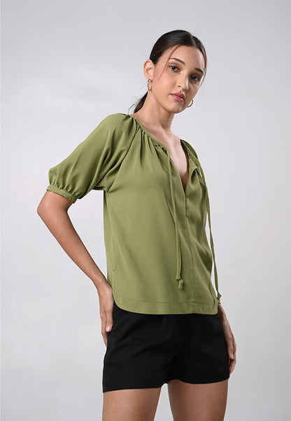 Daley Short Sleeve Top (Olive Green)