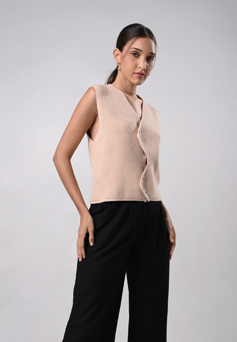 Dalle Sleeveless Top (Khaki)