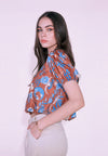 Camp Darya Short Sleeve Shirt Top (Printed Brown)