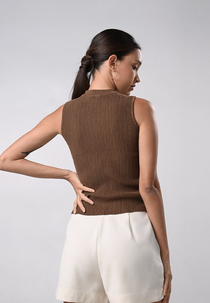 Diahna Sleeveless Top (Brown)