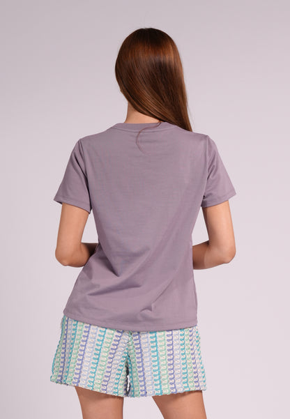 Summer Tees 2026 Divina Short Sleeve Shirt Top (Lavander)