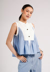 DNM Studios 2026 Drew Sleeveless Top (White/Blue)