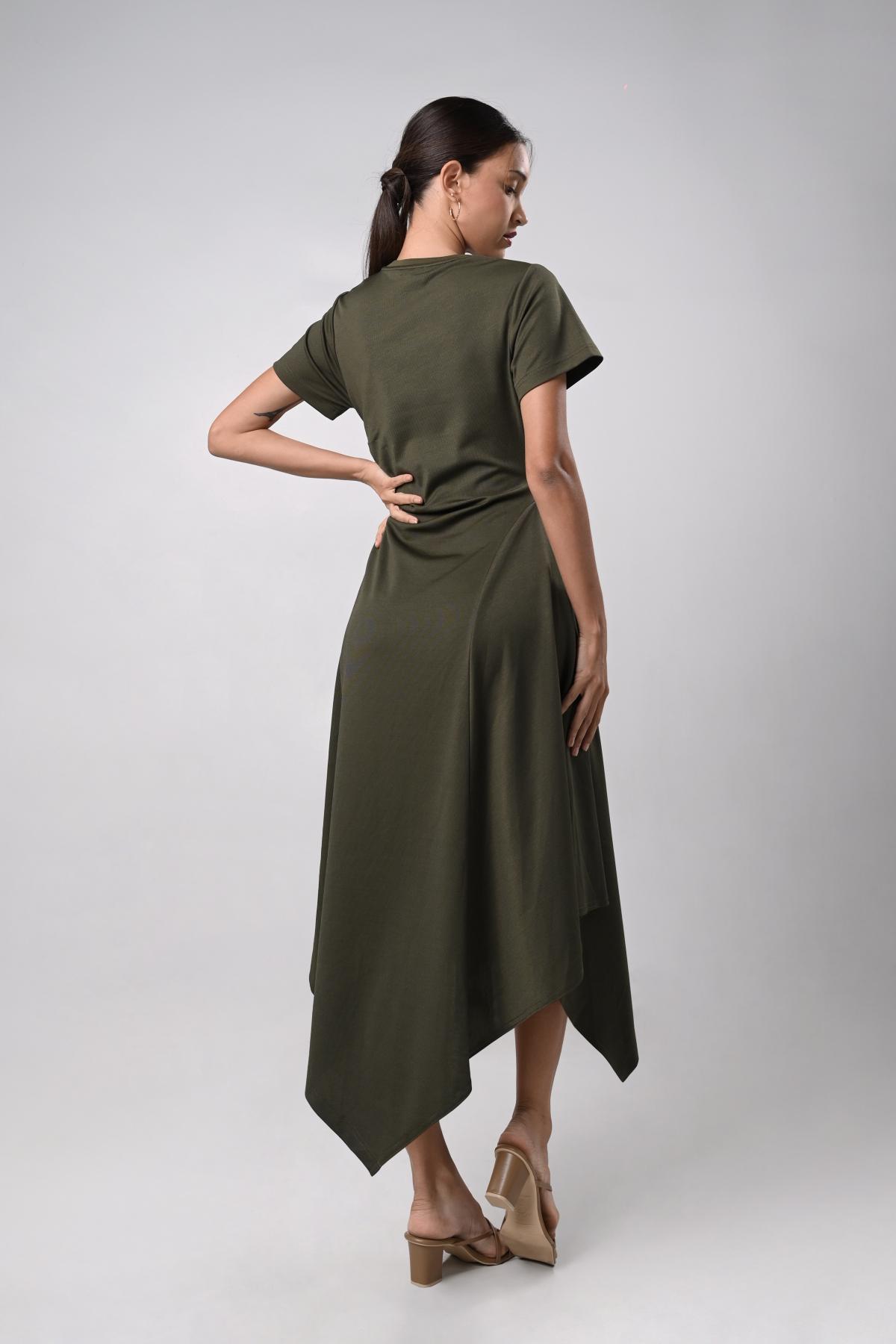 Durley Short Sleeve Dress (Olive)