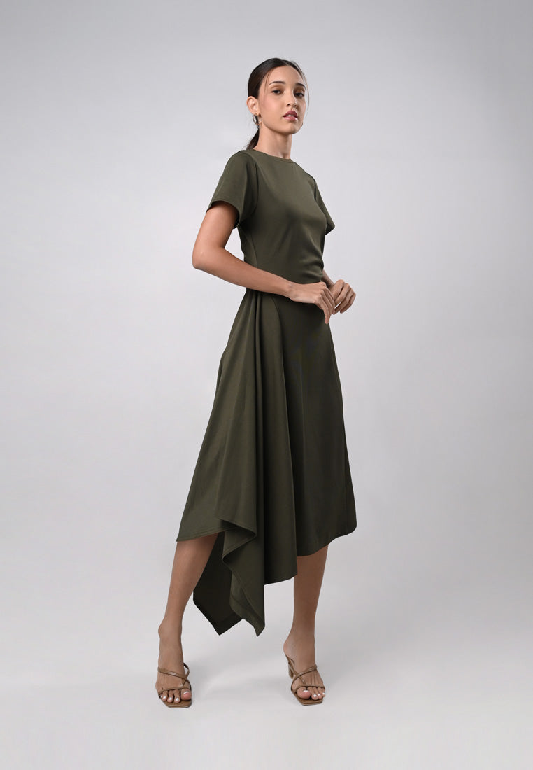 Durley Short Sleeve Dress (Olive)