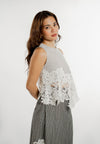 Edelwise Sleeveless Top (Striped White)