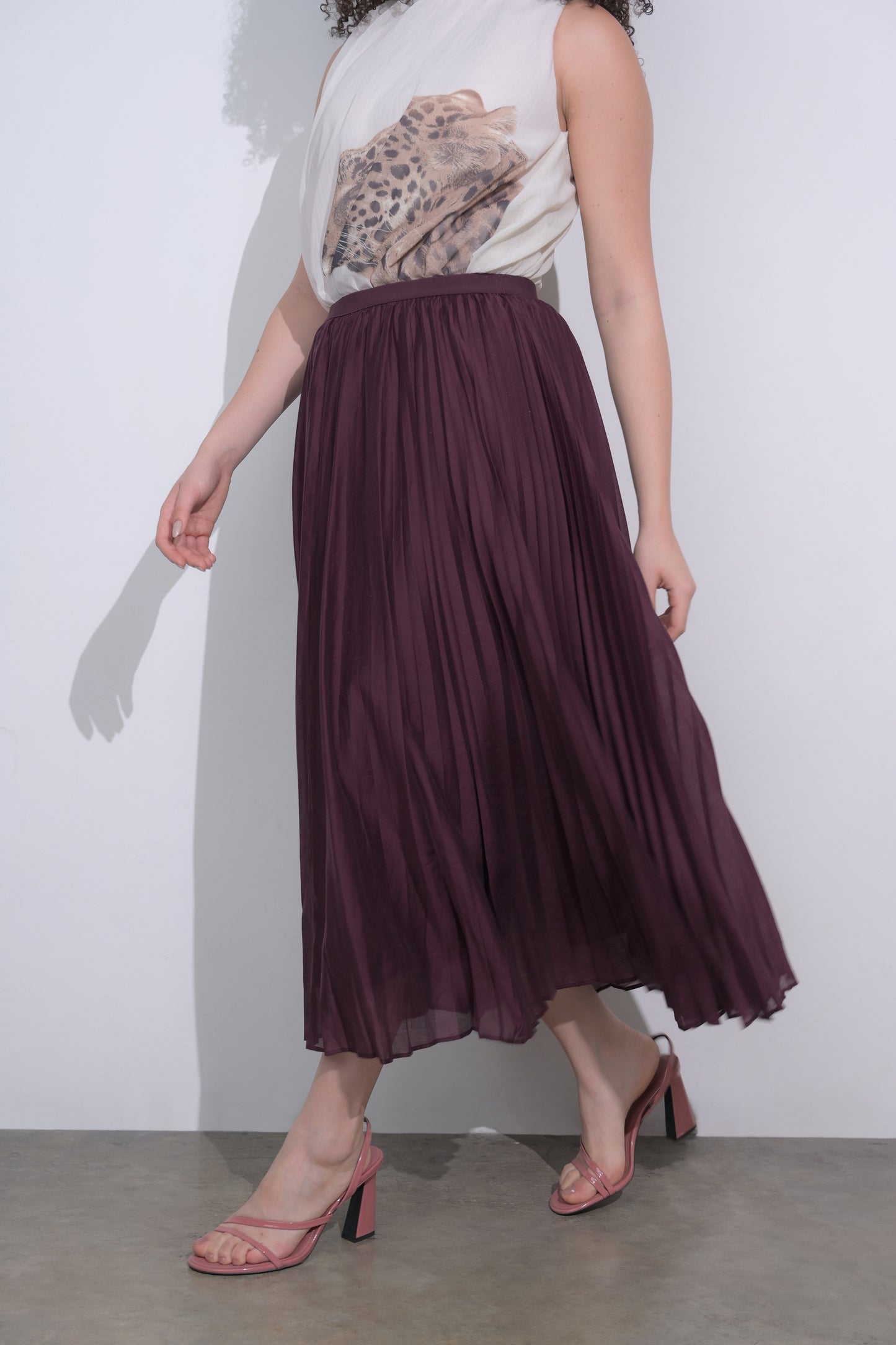 Raf Eden Pleated Skirt  (Wine)