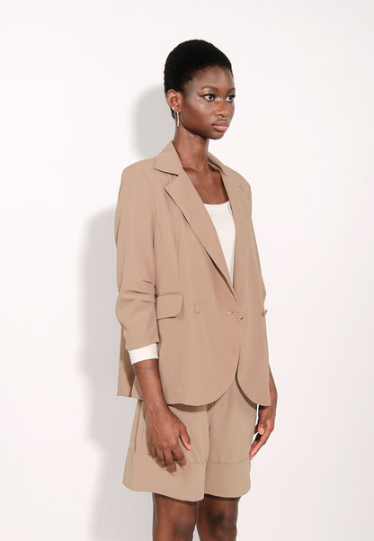 Archetype Elora Long Sleeve Blazer Top (Taupe)