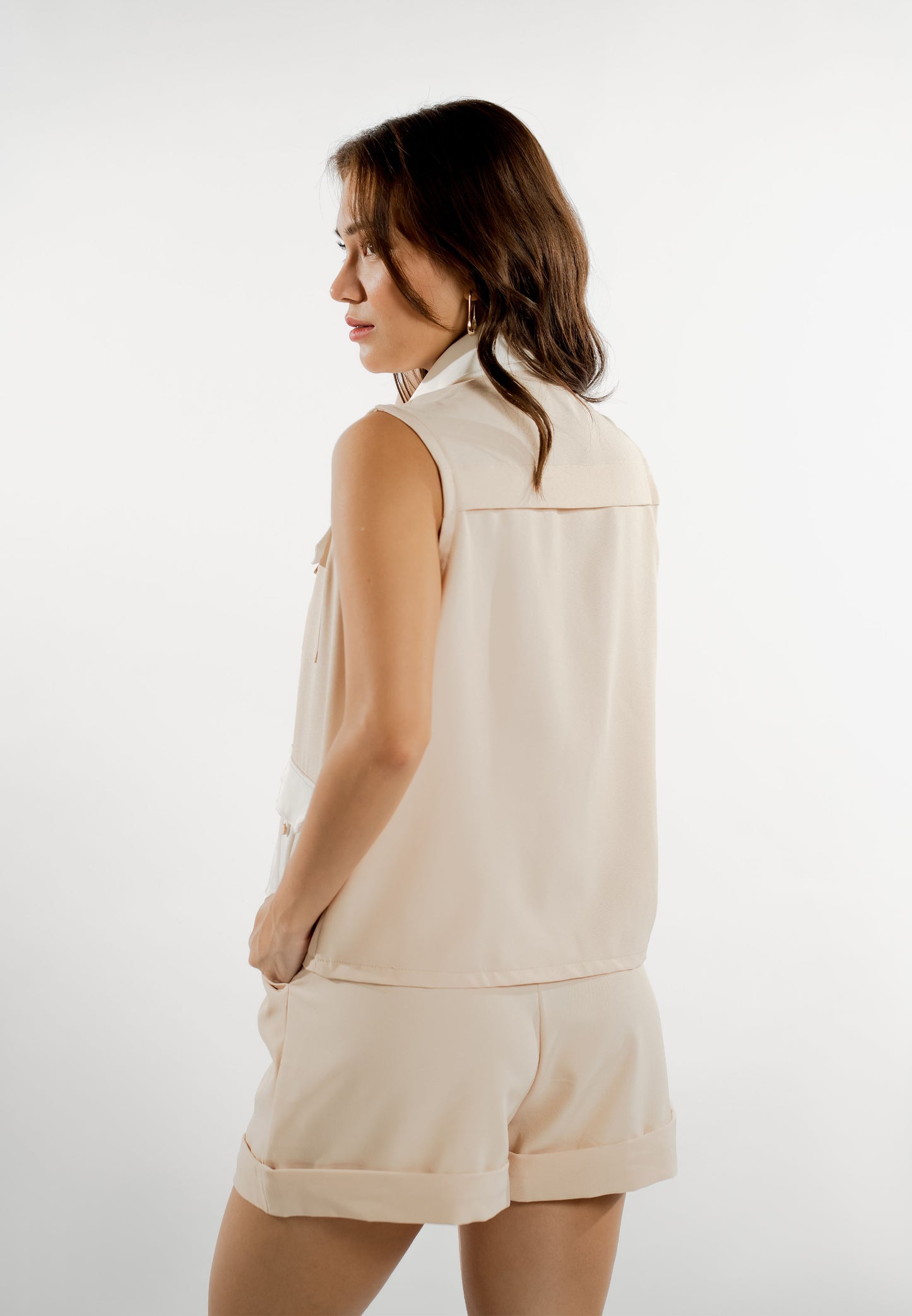 Enzio Sleeveless Top  (Khaki)