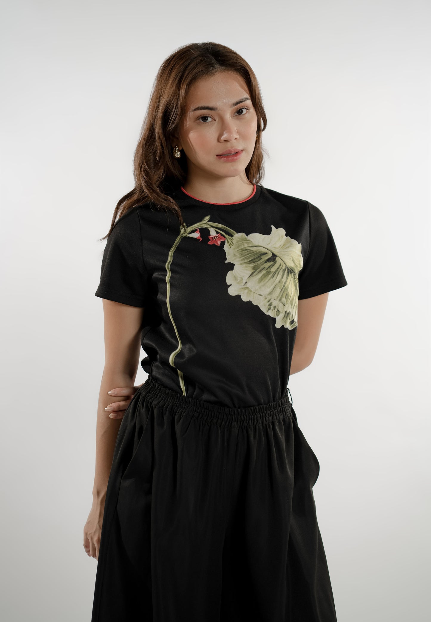 Erwyn Short Sleeve Shirt Top (Spot Print Black)