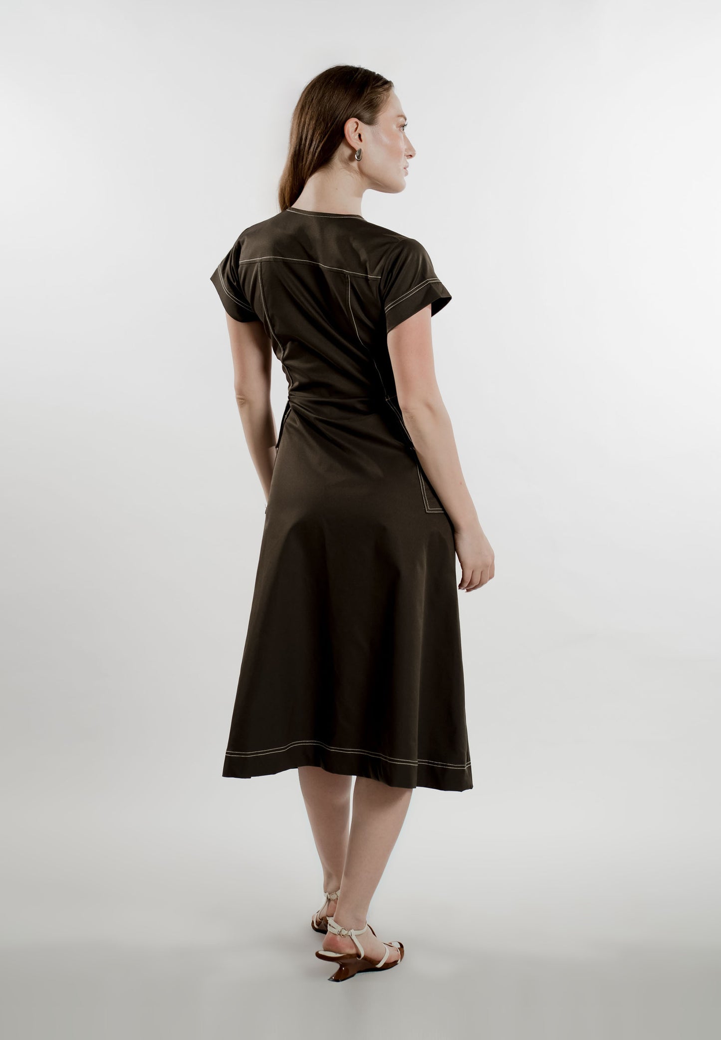 Eyris Short Sleeve Dress (Dark Brown)
