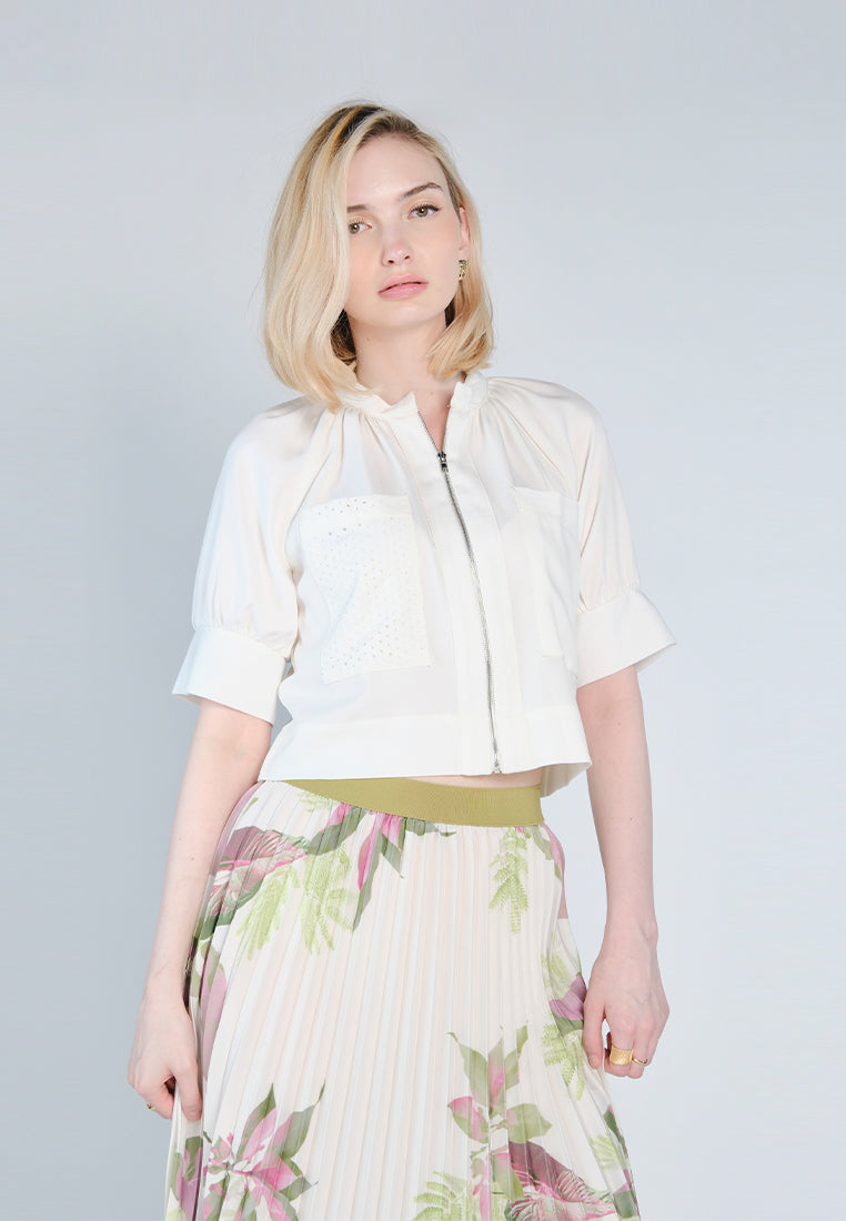 Nobleza Fabia Short Sleeve Top (Off-white)