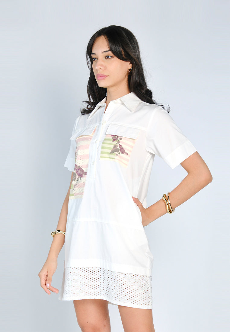 Nobleza Fabia Short Sleeve Dress (Off-white)