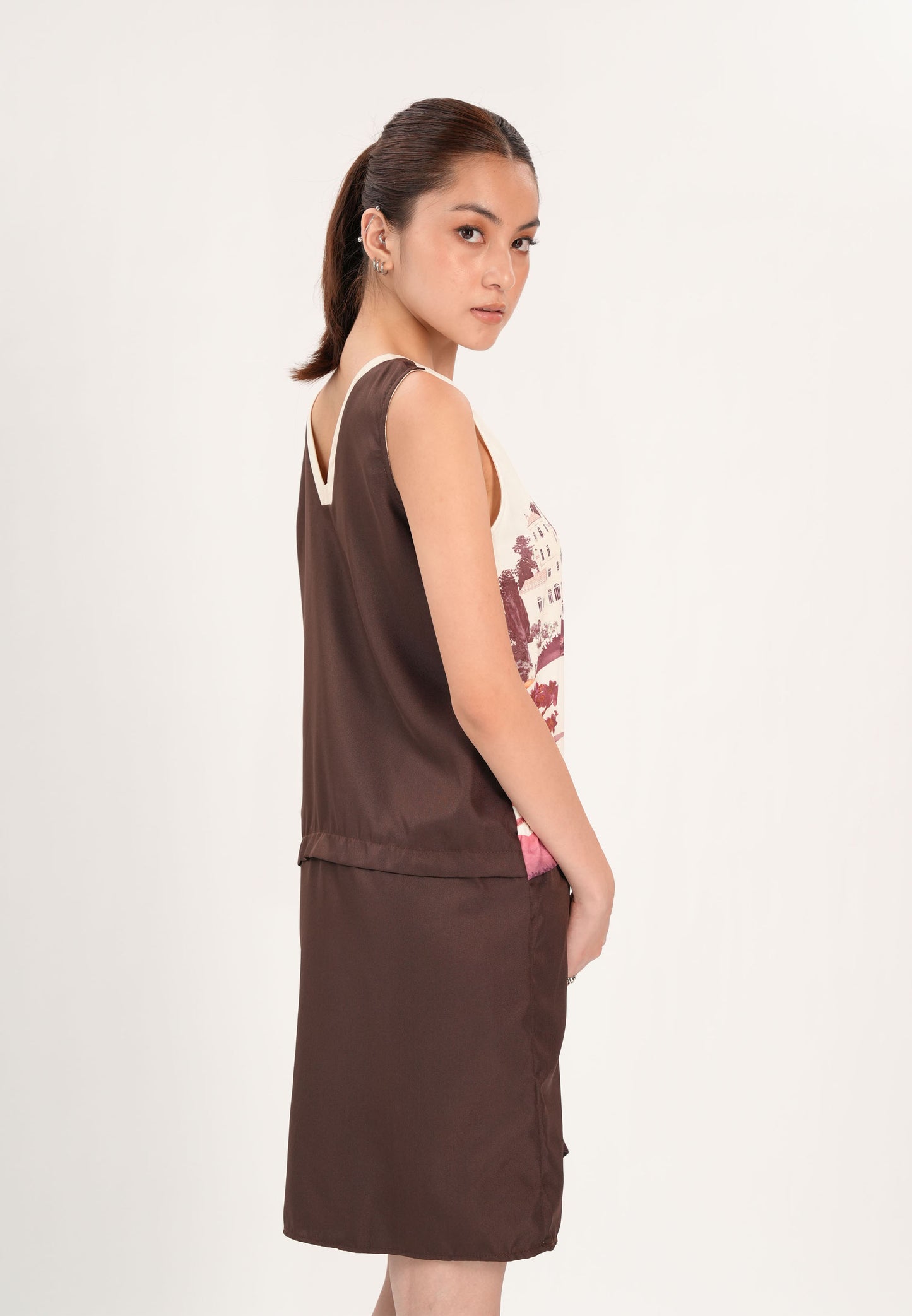 Fadeka Sleeveless Dress (Spot Print Brown)