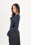 Farida Long Sleeve Top (Navy)