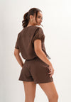 Faust Short Sleeve Top (Striped Brown)
