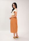 Faustine Extended Sleeve Pantsuit (Cream/Camel)