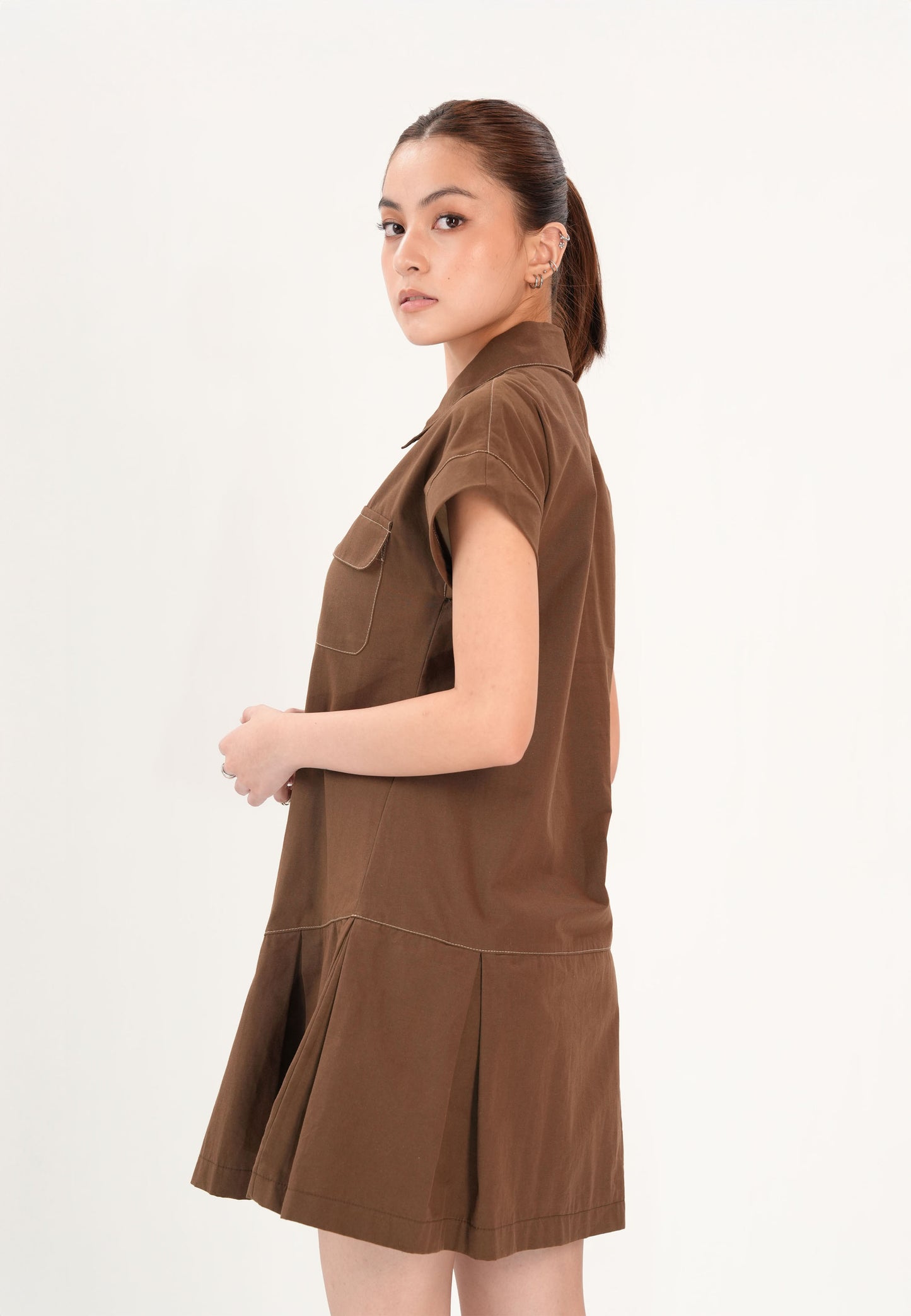 Fiadh Short Sleeve Dress (Brown)
