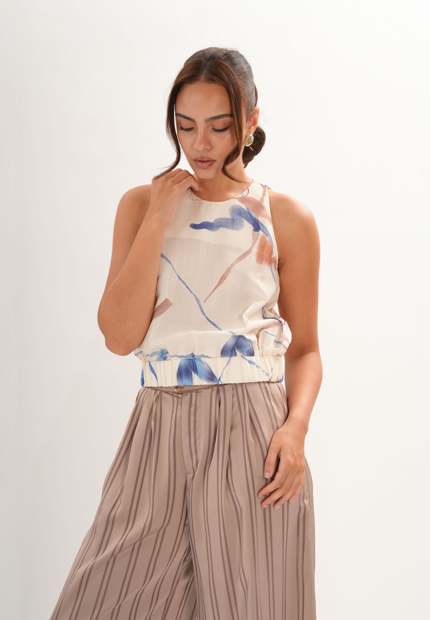 Fiasco Sleeveless Top (Printed Cream)