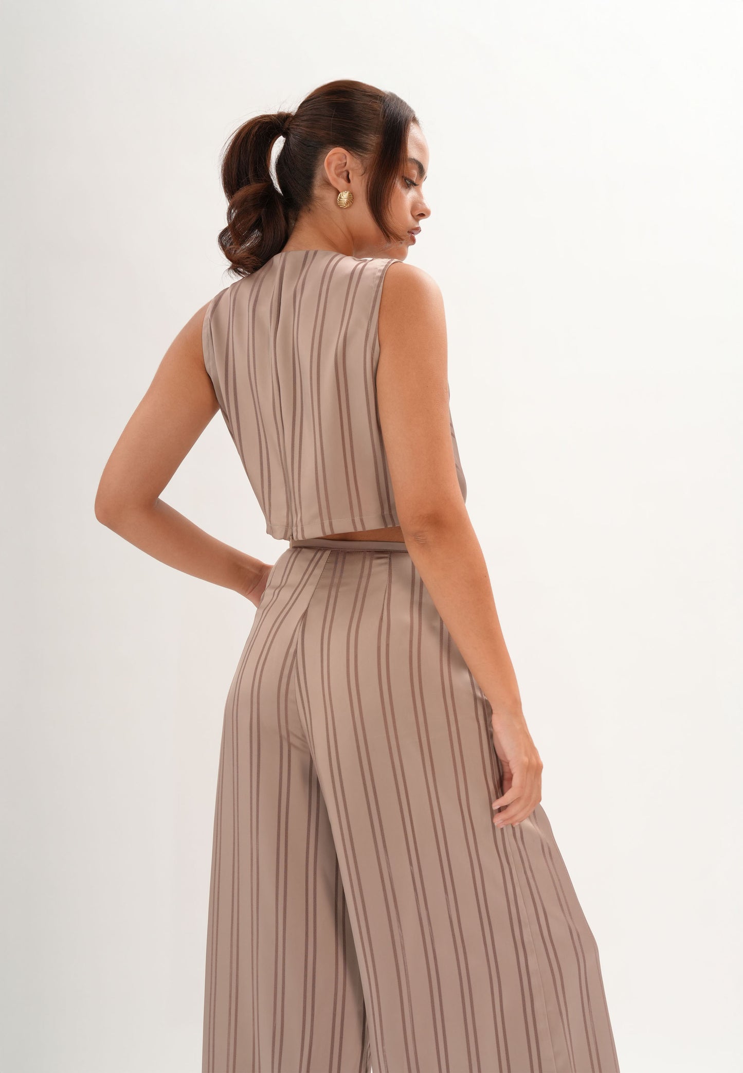 Fifer Sleeveless Top (Striped Brown)