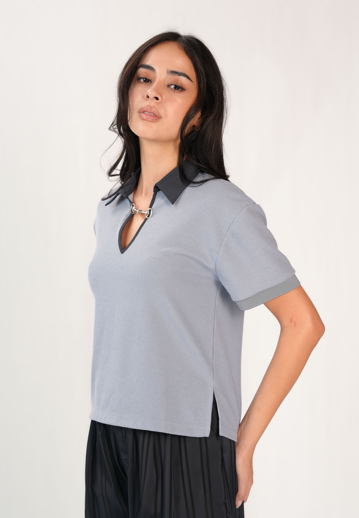 Fiony Short Sleeve Top (Dark Blue)