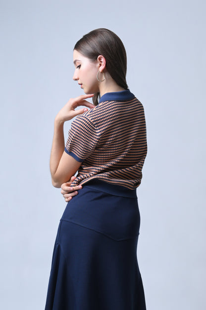 Fisher Short Sleeve Top (Navy/Peach)