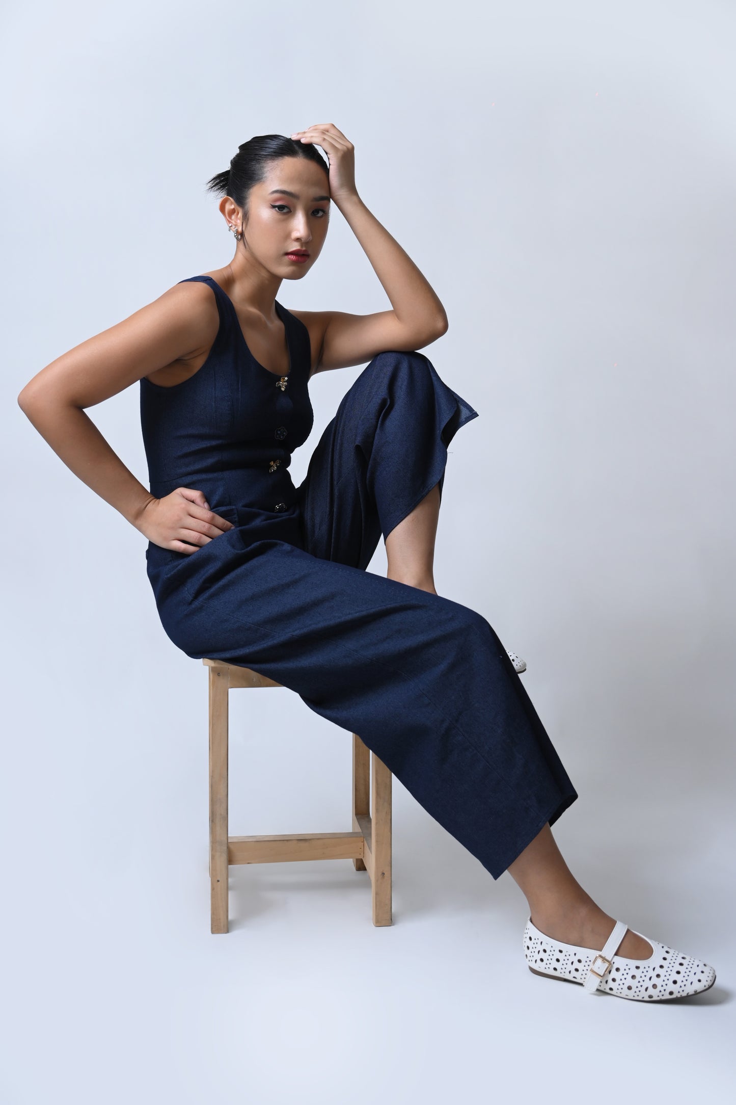 Fitch Sleeveless Pantsuit  (Chambray)