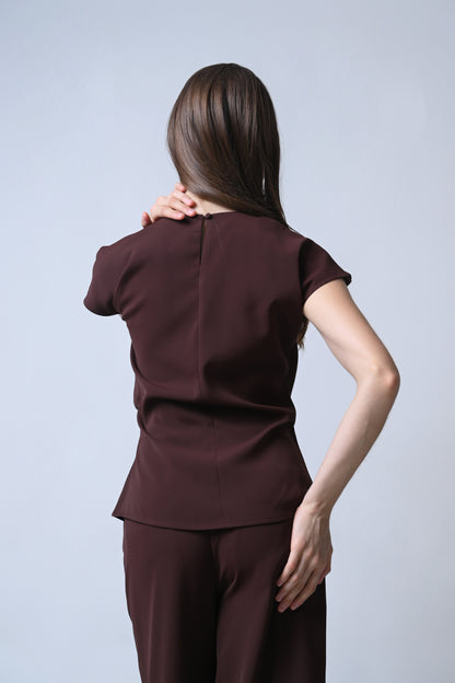 Flame Short Sleeve Top (Brown)