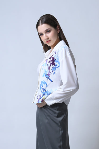 Flinty Long Sleeve Top (White)