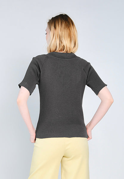 Nobleza Florence Short Sleeve Top (Charcoal)