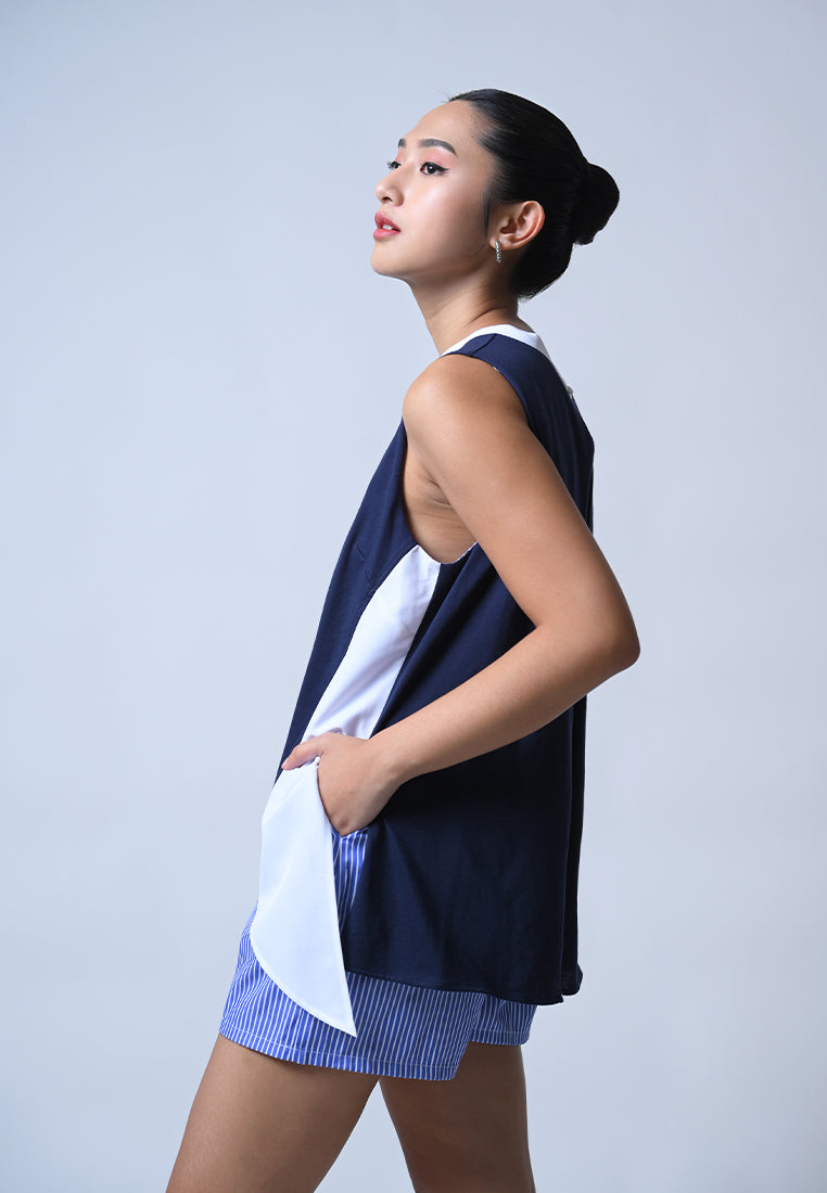 Flux Sleeveless Playsuit  (Indigo)