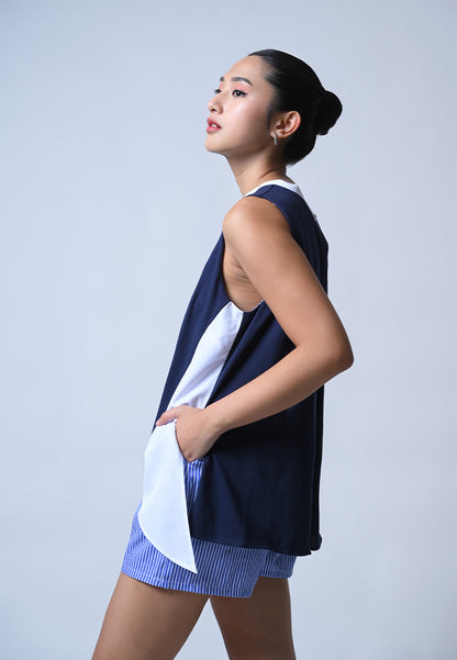 Flux Sleeveless Playsuit  (Indigo)