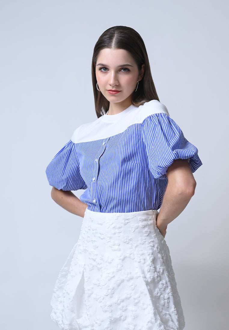 Flux Short Sleeve Top (White/Blue)