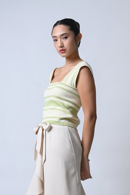 Forres Sleeveless Top (Cream/Lime)