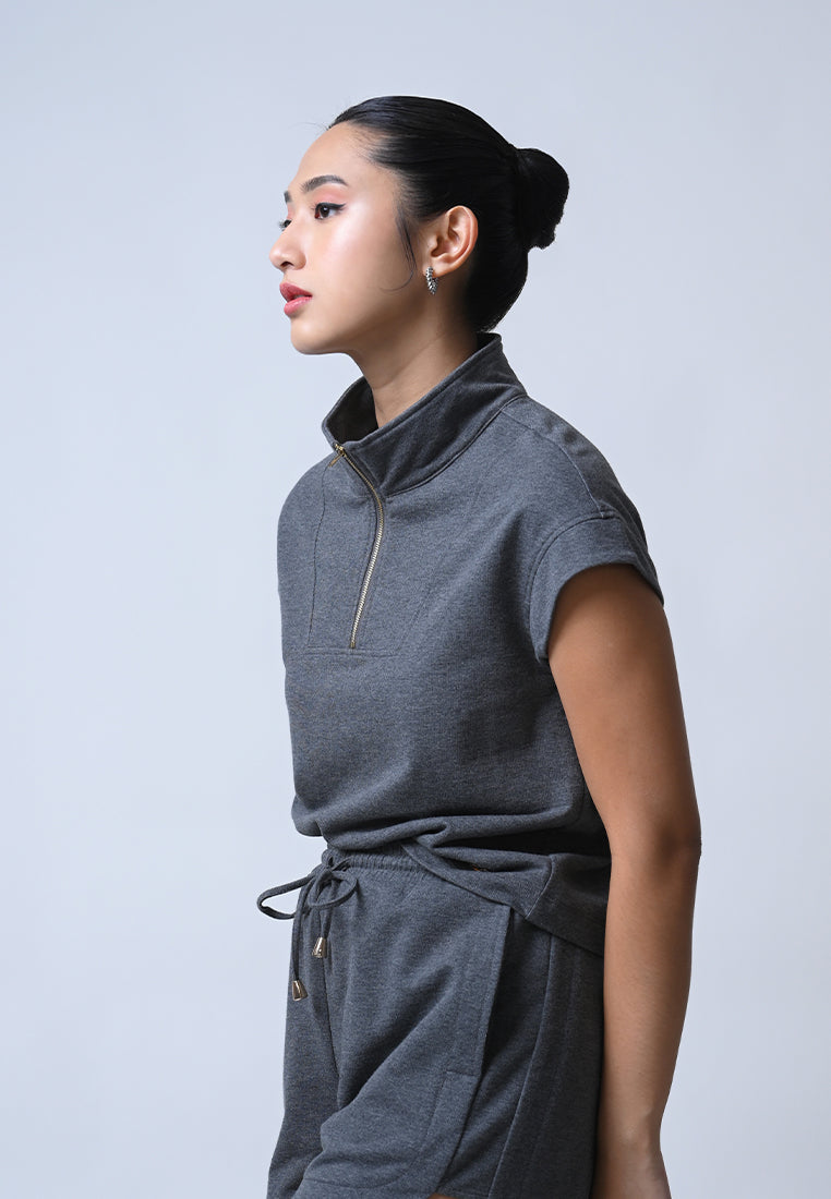 Foster Short Sleeve Top (Charcoal)