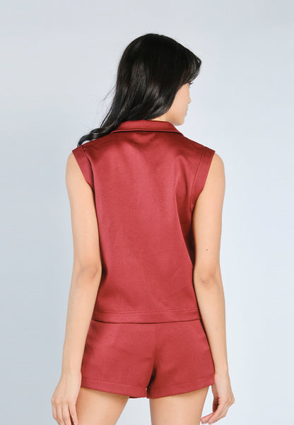 Nobleza Franz Sleeveless Vest Top (Burgundy)