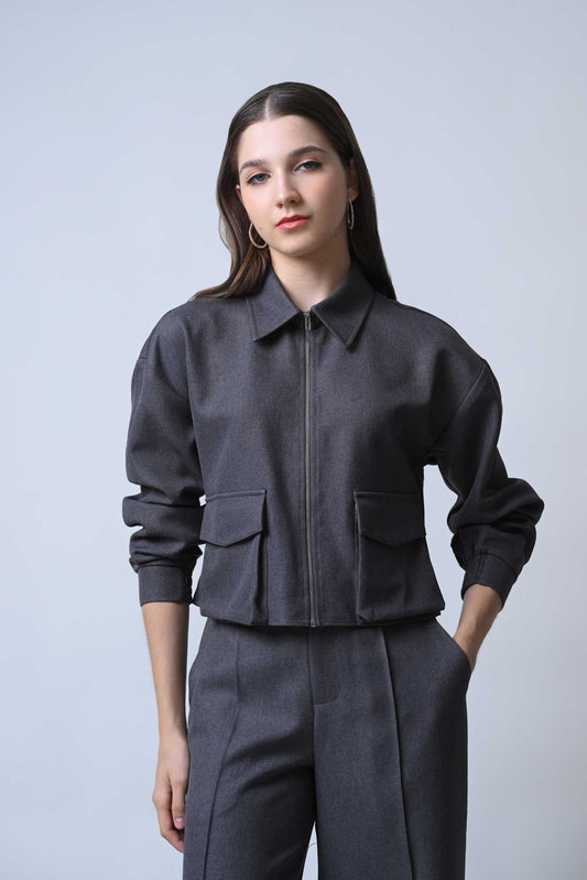 Frappe Long Sleeve Jacket (Charcoal)