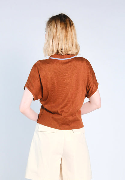 Nobleza Frazer Short Sleeve Top (Brown)
