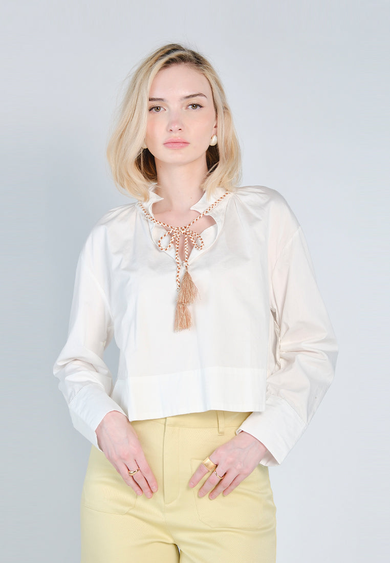 Nobleza Fredrinn Long Sleeve Top  (Off-white)