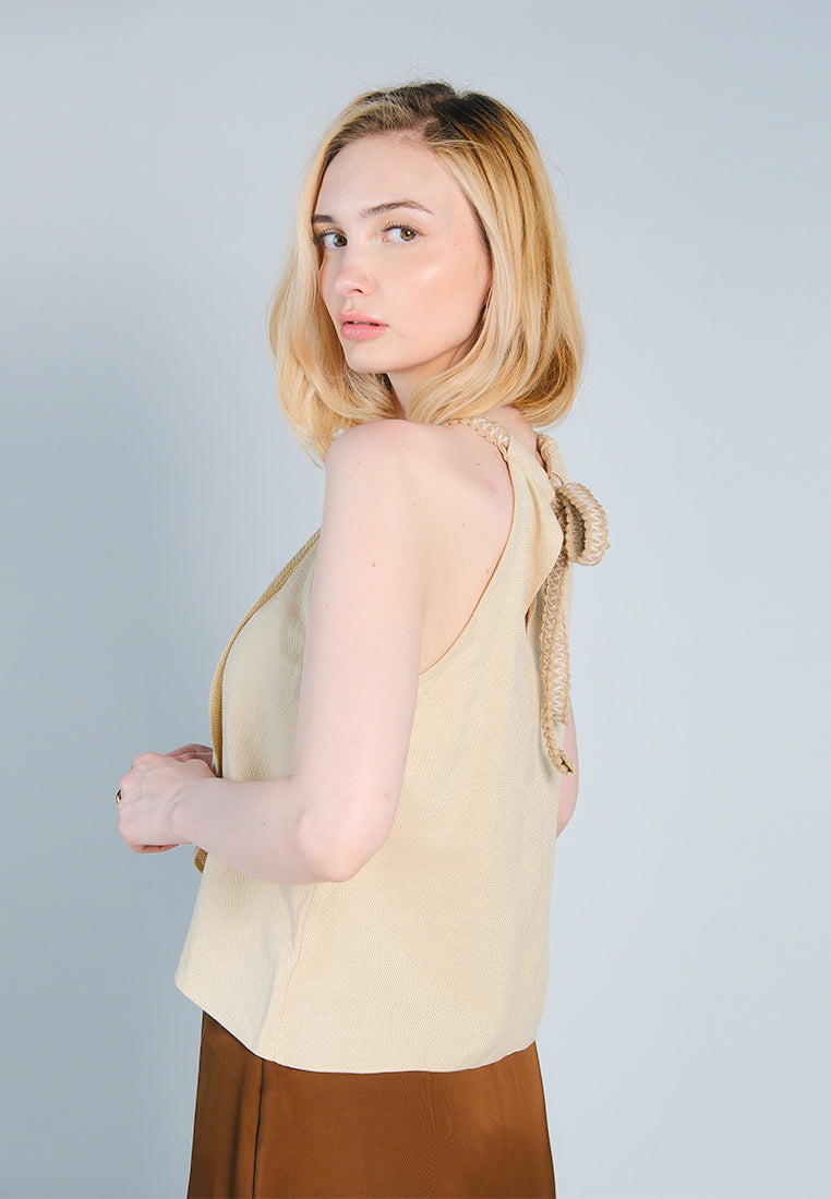 Nobleza Fredrinn Sleeveless Top  (Beige)