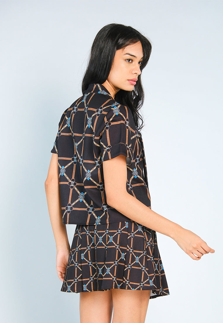 Nobleza Fremont Short Sleeve Top (Printed Black)