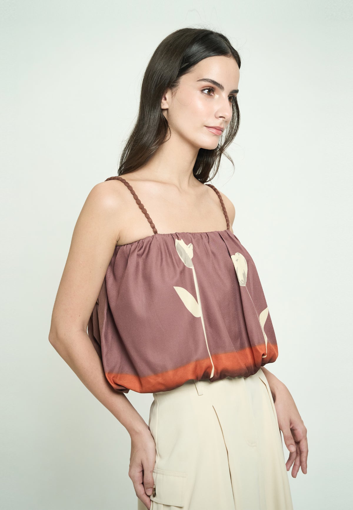 Gabriele Sleeveless Top (Spot Print Brown)